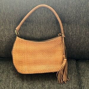 YK2 Patricia Nash Tan Raffia Shoulder Bag with 100% Leather Tassel